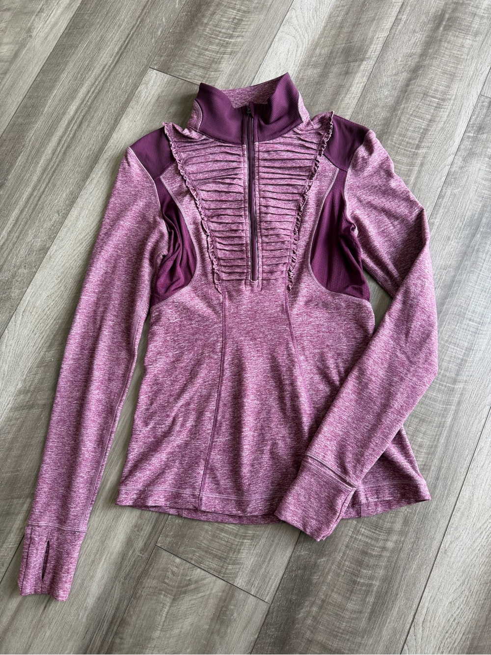 Lululemon Run Your Heart Out Half Zip Pullover Heathered Plum Ruffles Women’s 6